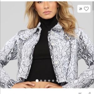 Fashion Nova Snake Print Cropped Jacket